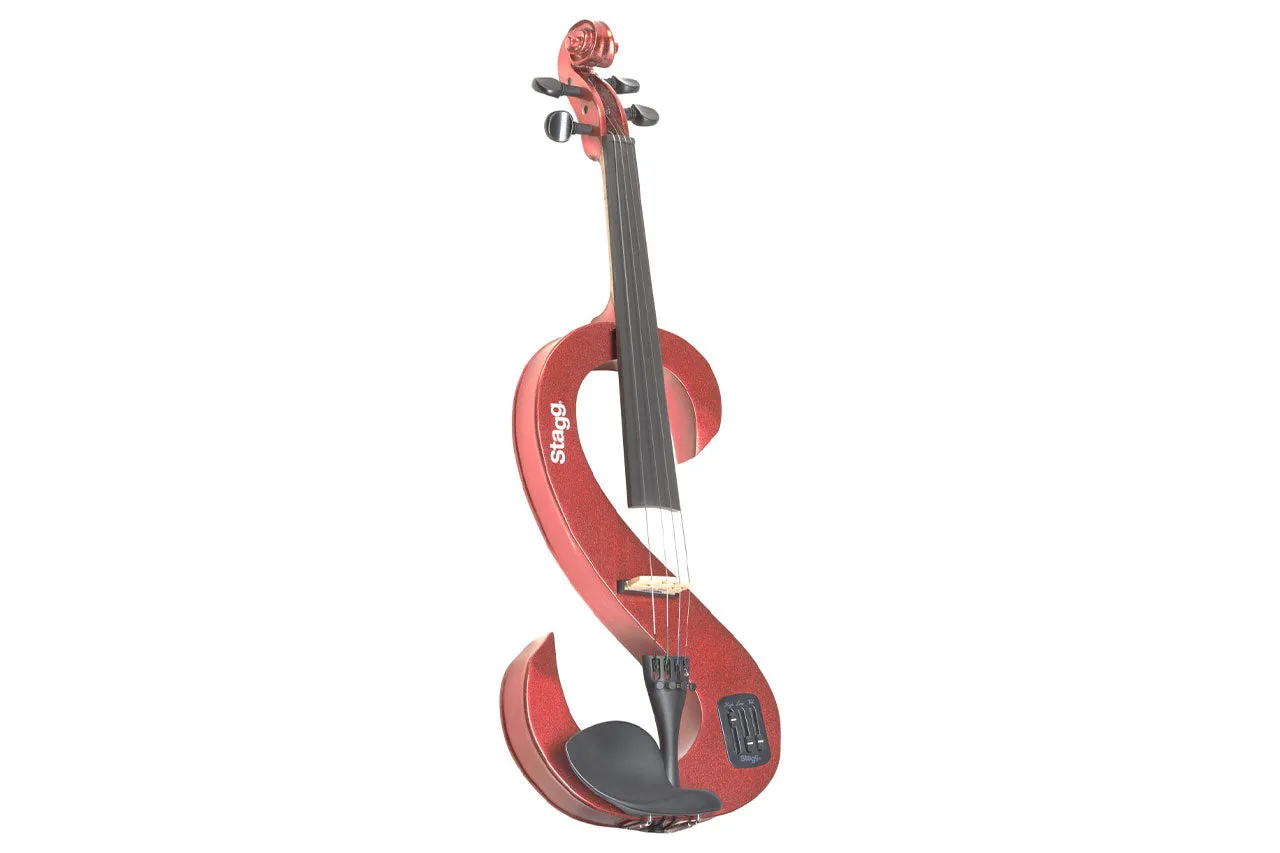 Stagg 4/4 S-Shaped Metallic Red Electric Violin Set