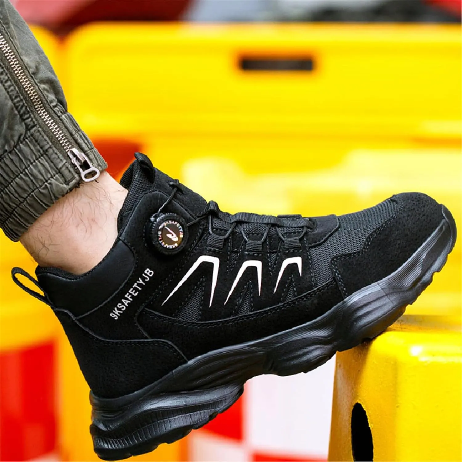Steel Toe Work Safety Shoes - Puncture-Proof, Anti-Smash, Non-Slip, Shock-Absorbing, With Convenient Rotating Buckle, Middle-Top Protective Design - Ideal For Men And Women In Industrial, Construction, And Outdoor, All Seasons