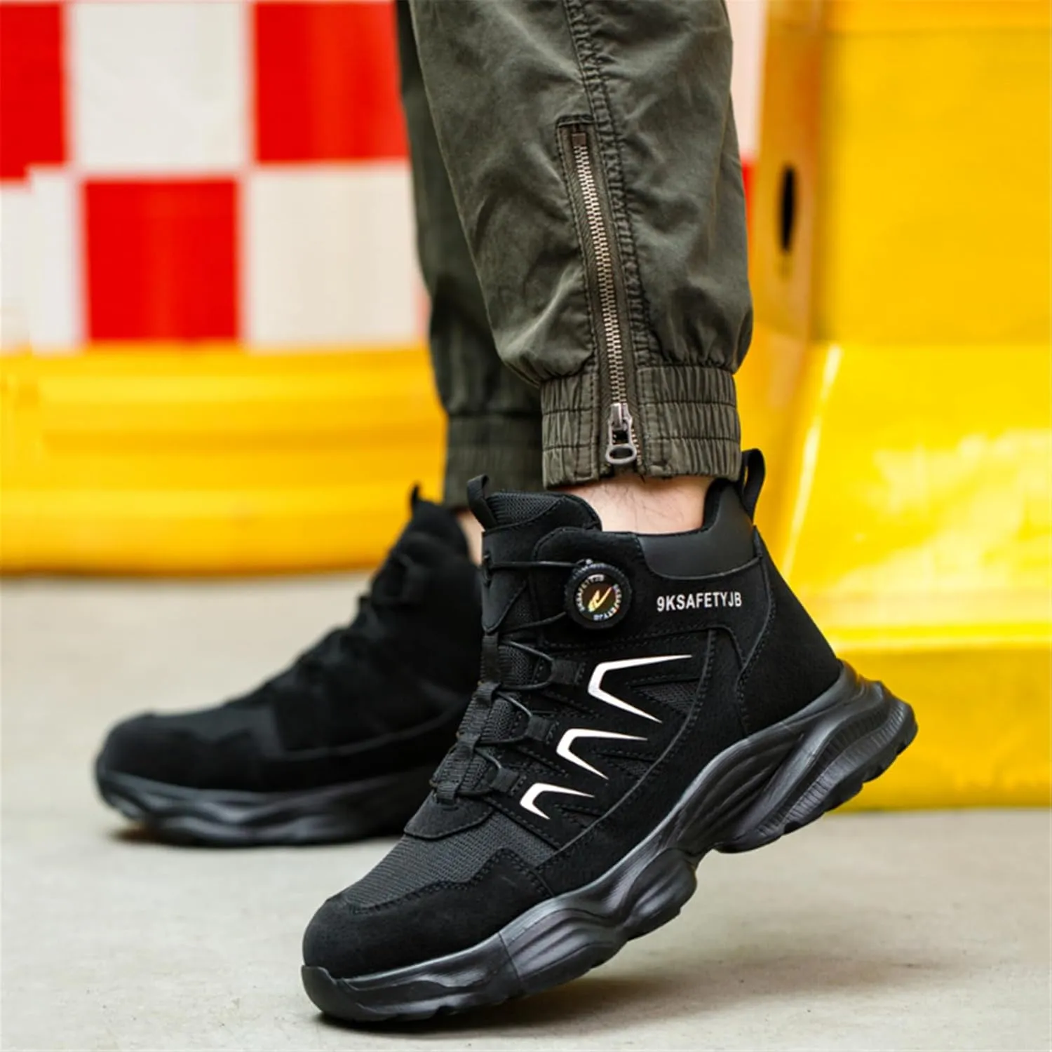 Steel Toe Work Safety Shoes - Puncture-Proof, Anti-Smash, Non-Slip, Shock-Absorbing, With Convenient Rotating Buckle, Middle-Top Protective Design - Ideal For Men And Women In Industrial, Construction, And Outdoor, All Seasons