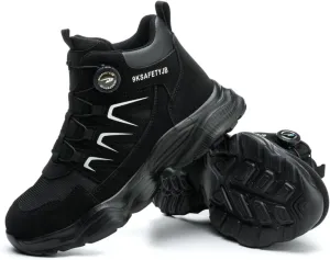 Steel Toe Work Safety Shoes - Puncture-Proof, Anti-Smash, Non-Slip, Shock-Absorbing, With Convenient Rotating Buckle, Middle-Top Protective Design - Ideal For Men And Women In Industrial, Construction, And Outdoor, All Seasons