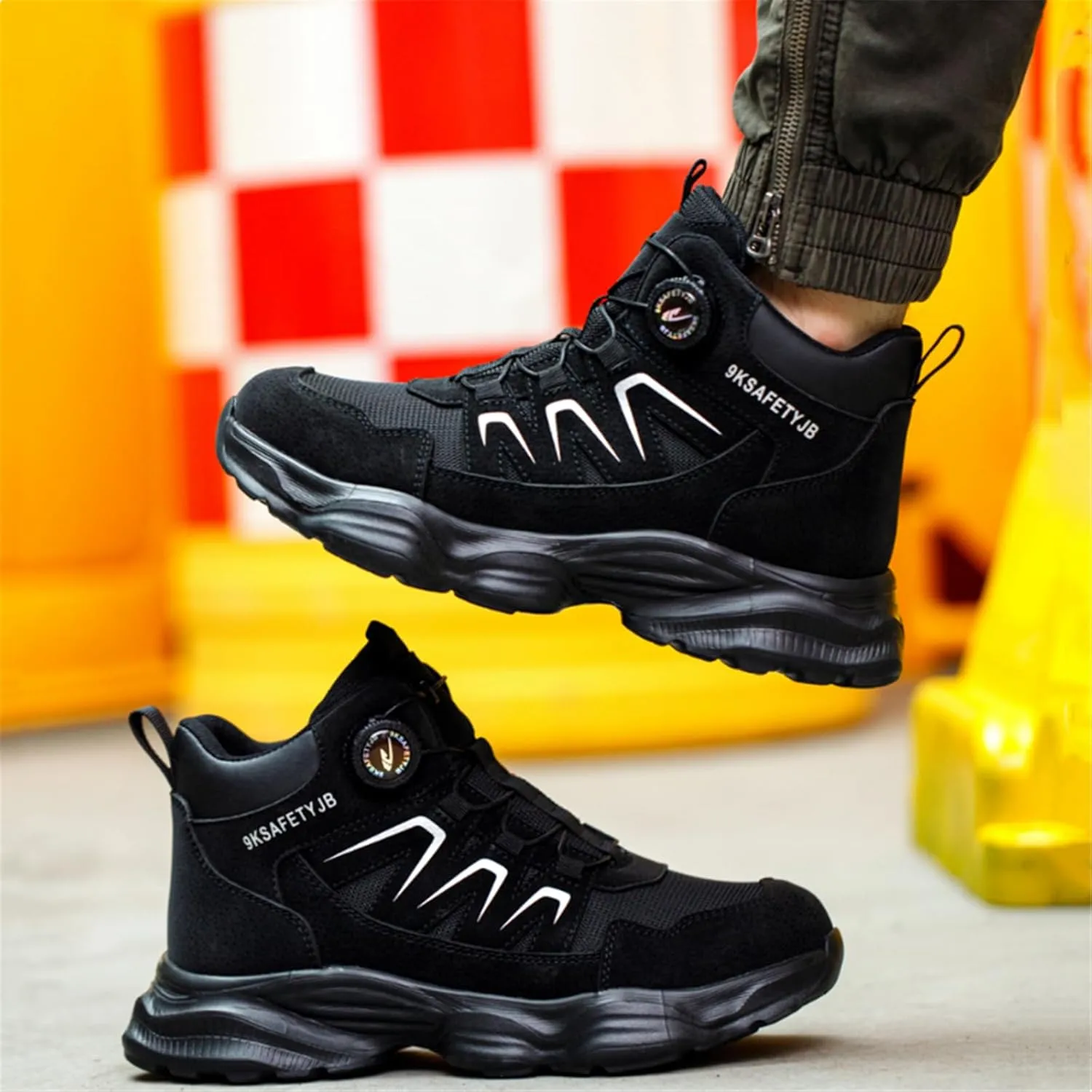 Steel Toe Work Safety Shoes - Puncture-Proof, Anti-Smash, Non-Slip, Shock-Absorbing, With Convenient Rotating Buckle, Middle-Top Protective Design - Ideal For Men And Women In Industrial, Construction, And Outdoor, All Seasons