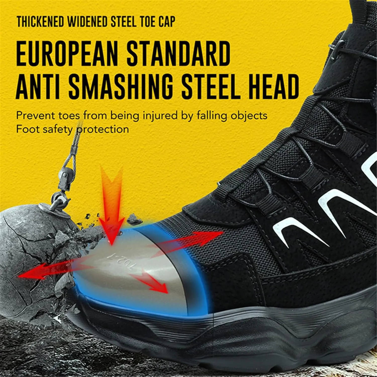 Steel Toe Work Safety Shoes - Puncture-Proof, Anti-Smash, Non-Slip, Shock-Absorbing, With Convenient Rotating Buckle, Middle-Top Protective Design - Ideal For Men And Women In Industrial, Construction, And Outdoor, All Seasons