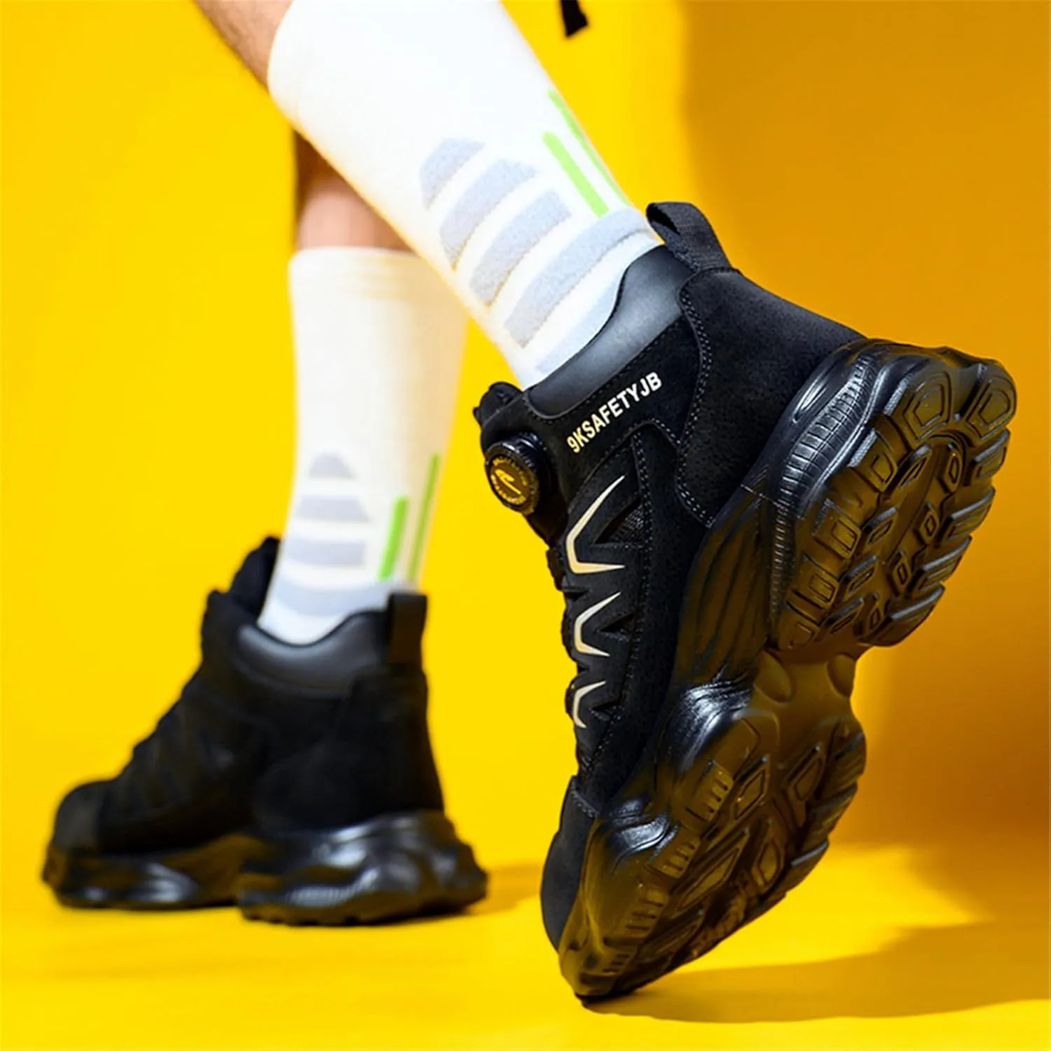 Steel Toe Work Safety Shoes - Puncture-Proof, Anti-Smash, Non-Slip, Shock-Absorbing, With Convenient Rotating Buckle, Middle-Top Protective Design - Ideal For Men And Women In Industrial, Construction, And Outdoor, All Seasons