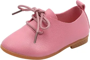 Summer and Autumn Fashion Cute Girls Casual Shoes Solid Color Round Toe Lace Up Dress Tall Boots for (Pink, 2.5-3 Years)