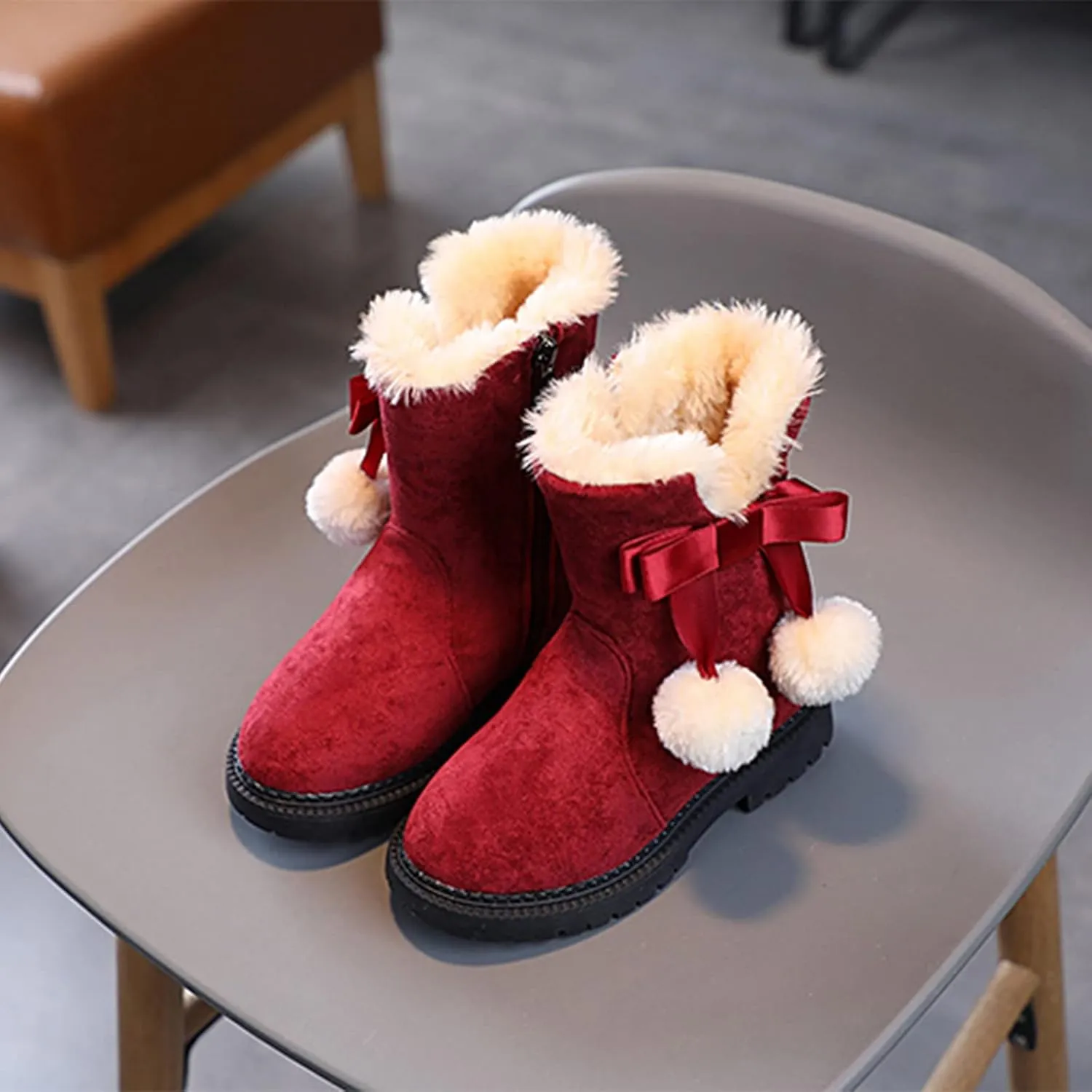 Toddler Girl Boot Size 6 Fashion Autumn and Winter Girls Snow Boots Thick Bottom Non Slip Big Girls Snow Boots Size 5