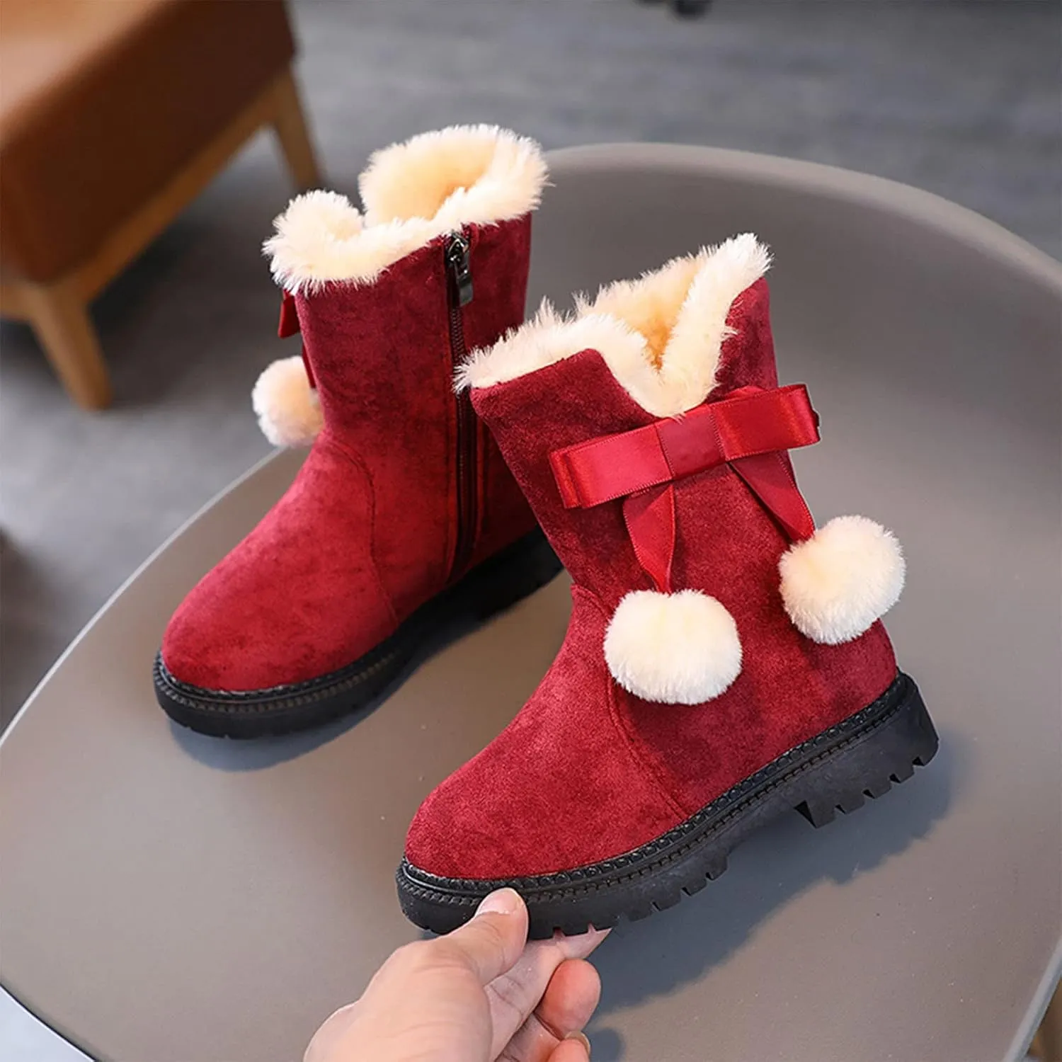 Toddler Girl Boot Size 6 Fashion Autumn and Winter Girls Snow Boots Thick Bottom Non Slip Big Girls Snow Boots Size 5