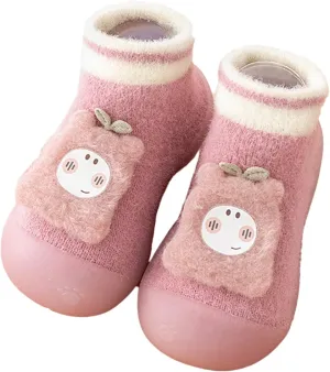 Toddler Raincoat Boots Infant Toddle Footwear Winter Toddler Shoes Soft Bottom Indoor Non Slip Warm Cartoon Bear Floor Socks Shoes Girl Shoes Size 5 Boots