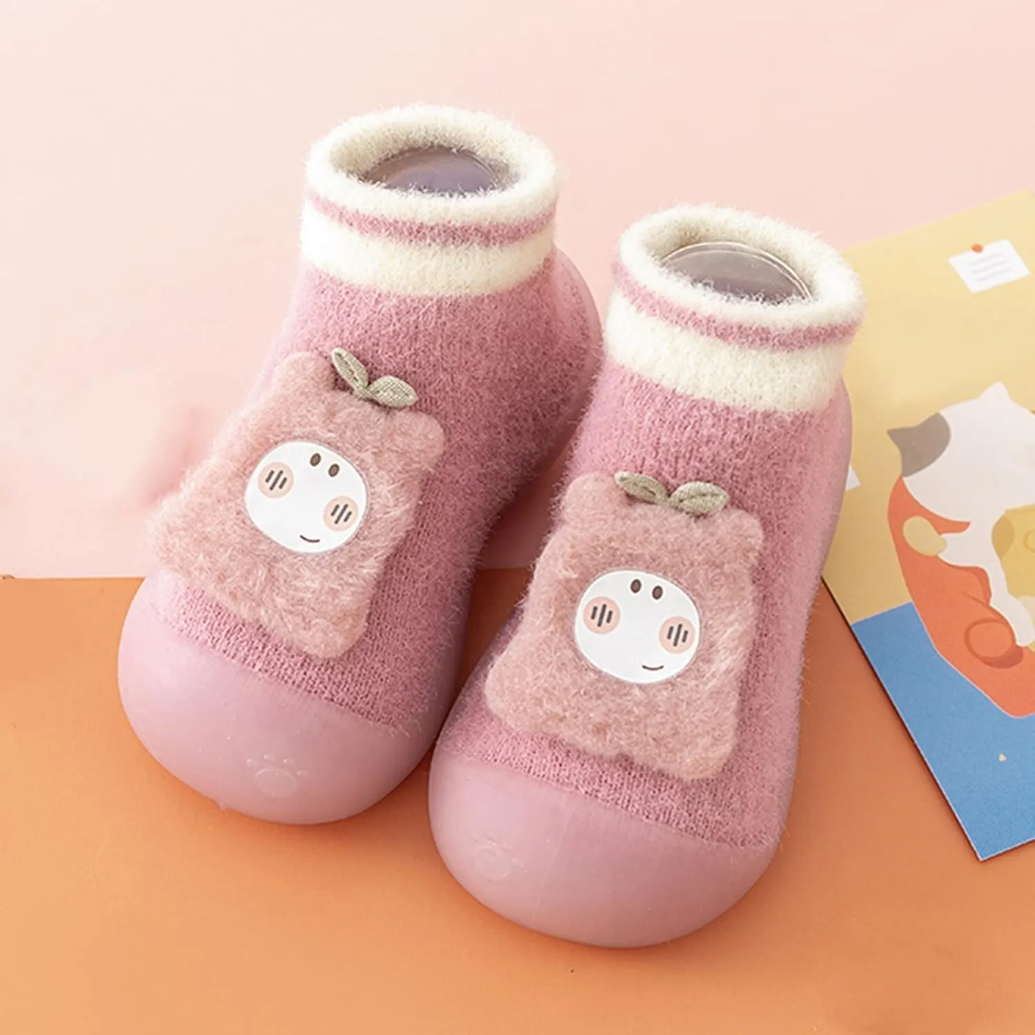 Toddler Raincoat Boots Infant Toddle Footwear Winter Toddler Shoes Soft Bottom Indoor Non Slip Warm Cartoon Bear Floor Socks Shoes Girl Shoes Size 5 Boots