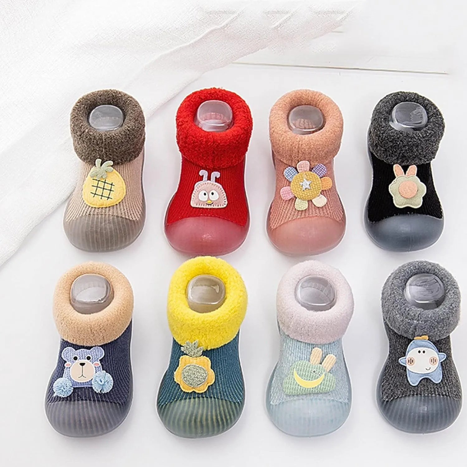 Toddler Sock Shoes,Baby Home Slippers Cartoon Warm House Slippers for Infant Lined Winter Indoor Shoes Girls Boots