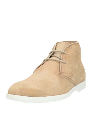 Tod's Men's Polacco Beige Suede Rubber Sole Leather Lining Lace Up Elegant Boots