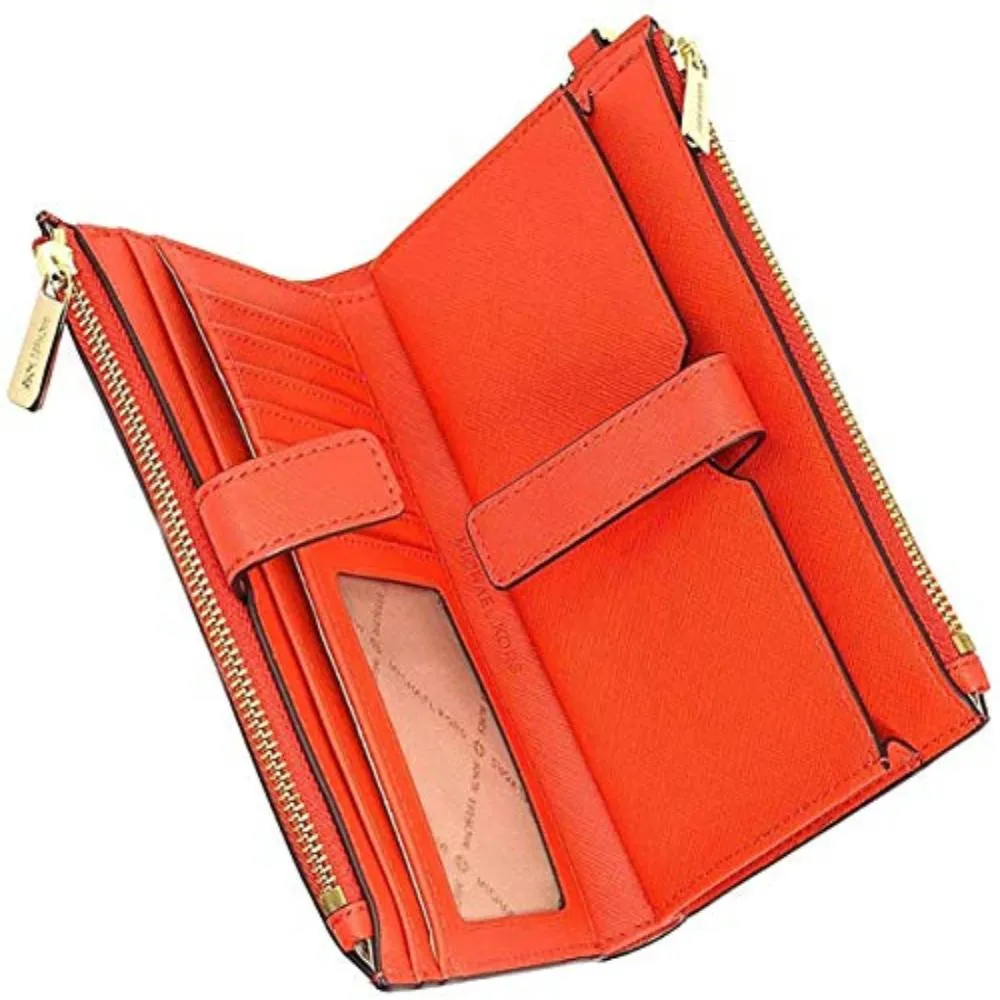 Travel Double Zip Saffiano Leather Wrist-let Wallet
