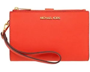 Travel Double Zip Saffiano Leather Wrist-let Wallet