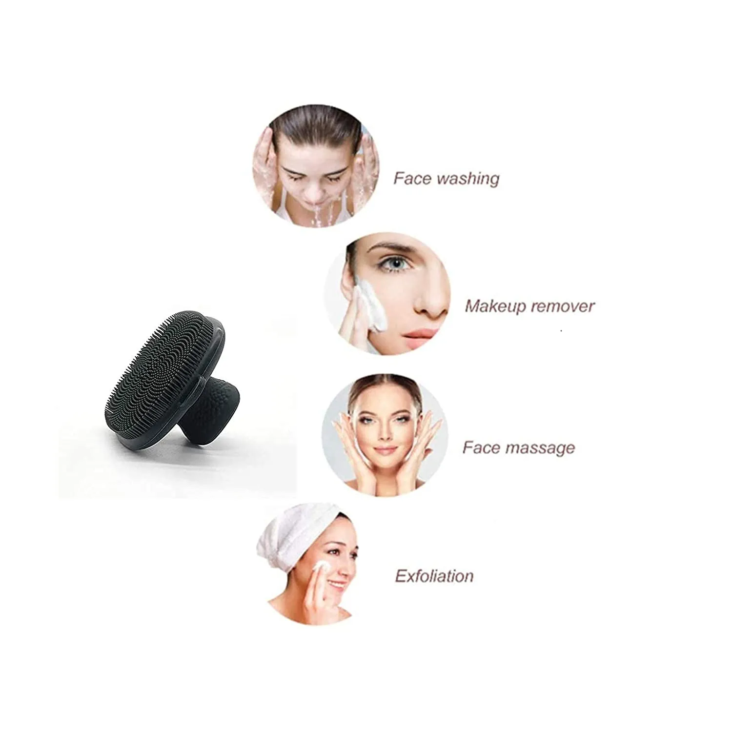VWMYQ Silicone Face Scrubber Facial Cleansing Brush Silicone Face Wash Brush Manual Waterproof Cleansing Skin Care Face Brushes for Cleansing and Exfoliating (Black)