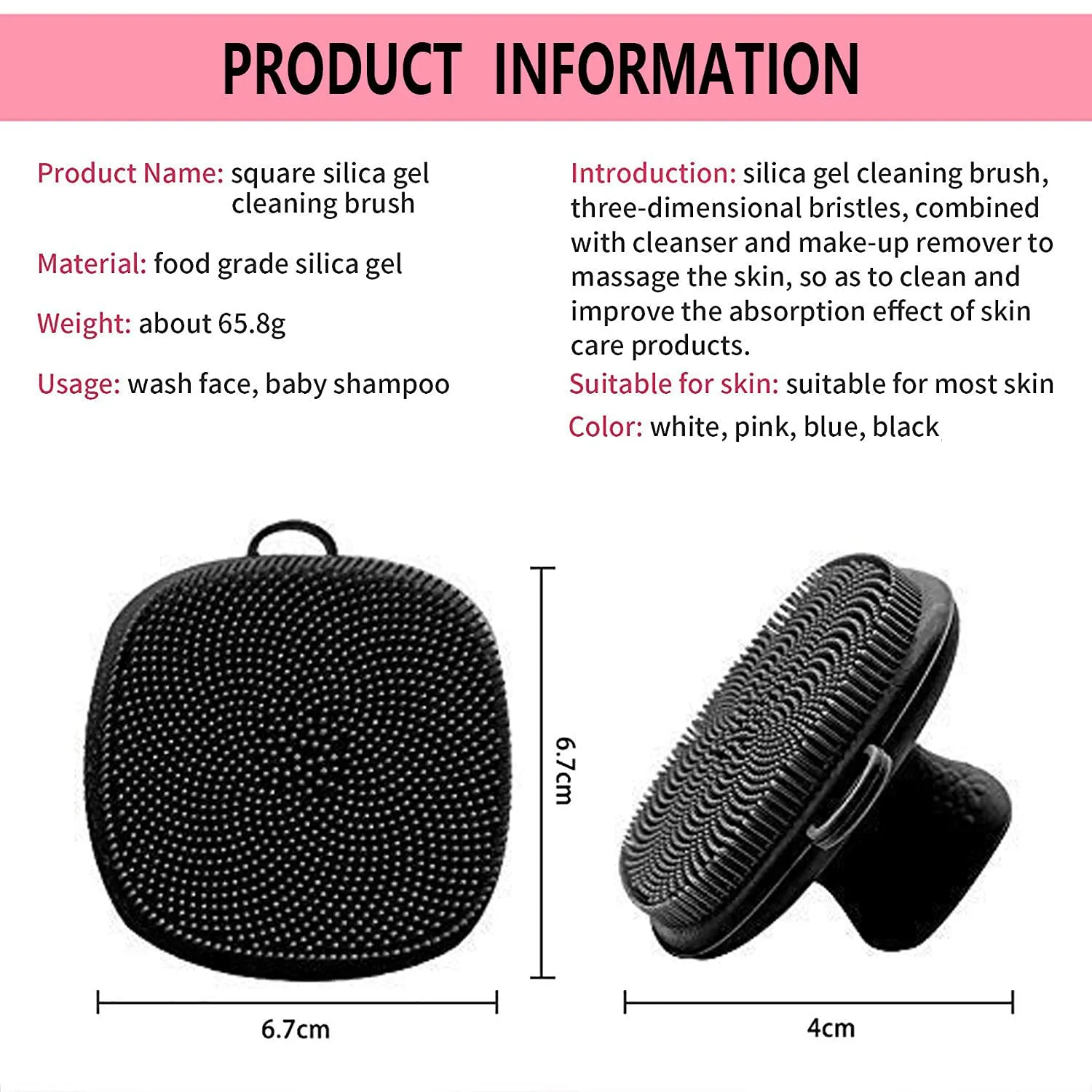 VWMYQ Silicone Face Scrubber Facial Cleansing Brush Silicone Face Wash Brush Manual Waterproof Cleansing Skin Care Face Brushes for Cleansing and Exfoliating (Black)