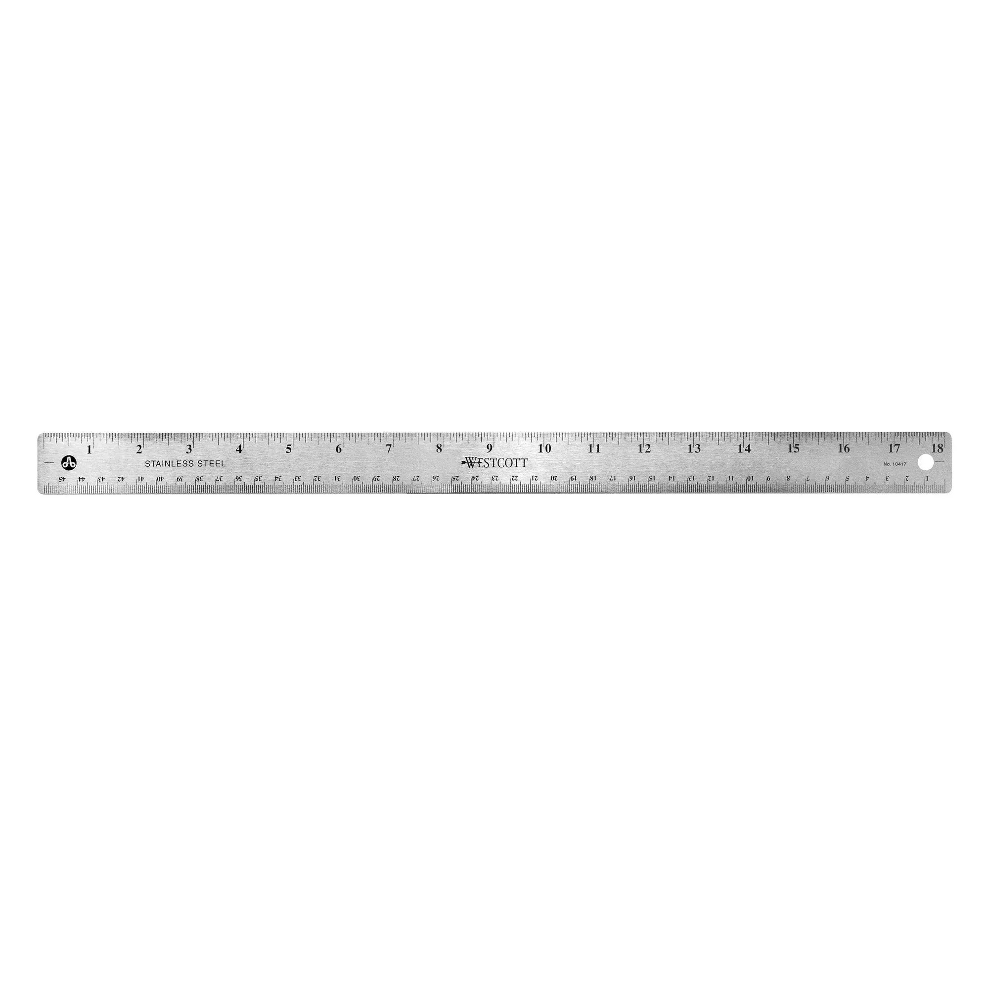 Westcott Non-Slip Stainless Steel Ruler, 18", Silver, Metric, for Office, 0.13 lbs., (1 Each)