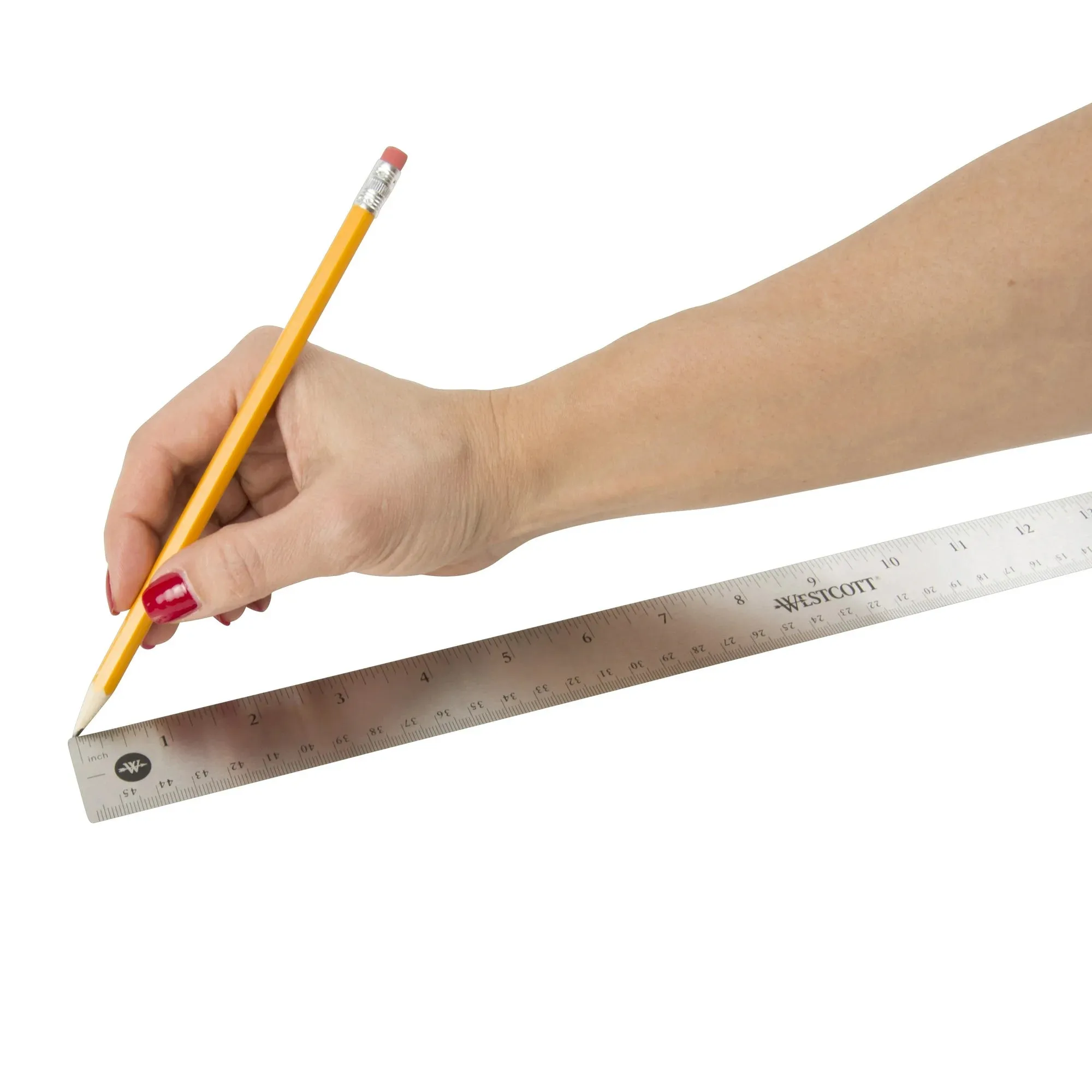 Westcott Non-Slip Stainless Steel Ruler, 18", Silver, Metric, for Office, 0.13 lbs., (1 Each)