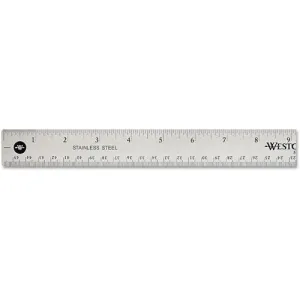 Westcott Non-Slip Stainless Steel Ruler, 18", Silver, Metric, for Office, 0.13 lbs., (1 Each)