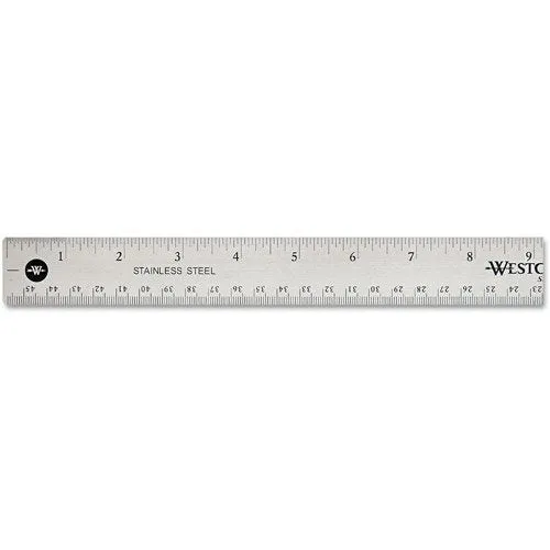 Westcott Non-Slip Stainless Steel Ruler, 18", Silver, Metric, for Office, 0.13 lbs., (1 Each)