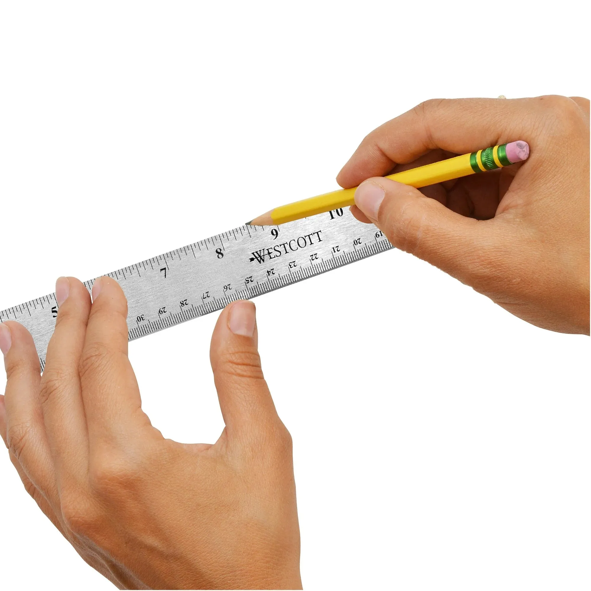 Westcott Non-Slip Stainless Steel Ruler, 18", Silver, Metric, for Office, 0.13 lbs., (1 Each)