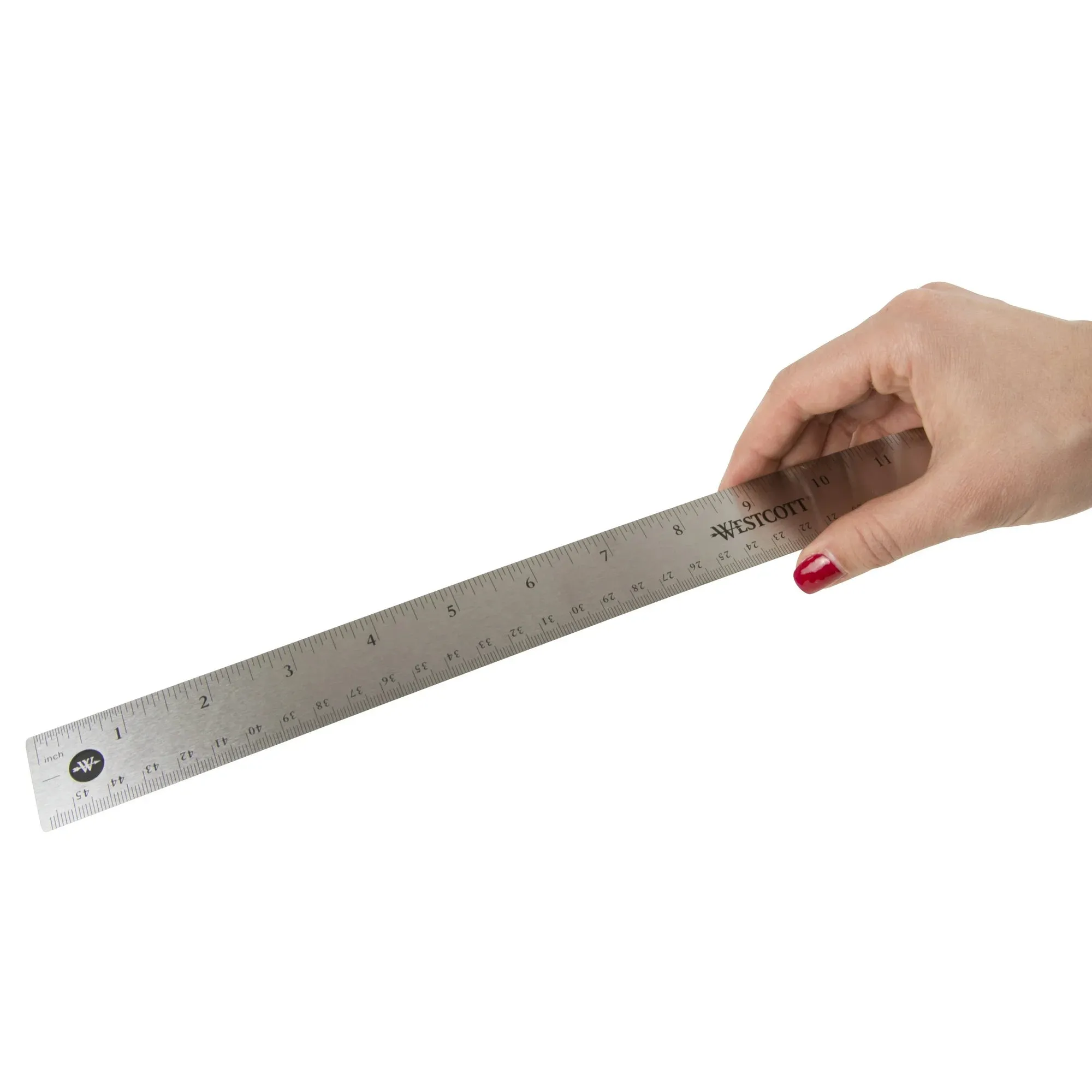 Westcott Non-Slip Stainless Steel Ruler, 18", Silver, Metric, for Office, 0.13 lbs., (1 Each)