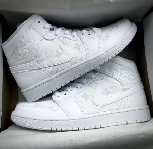 White LV Jordan 1 Mid