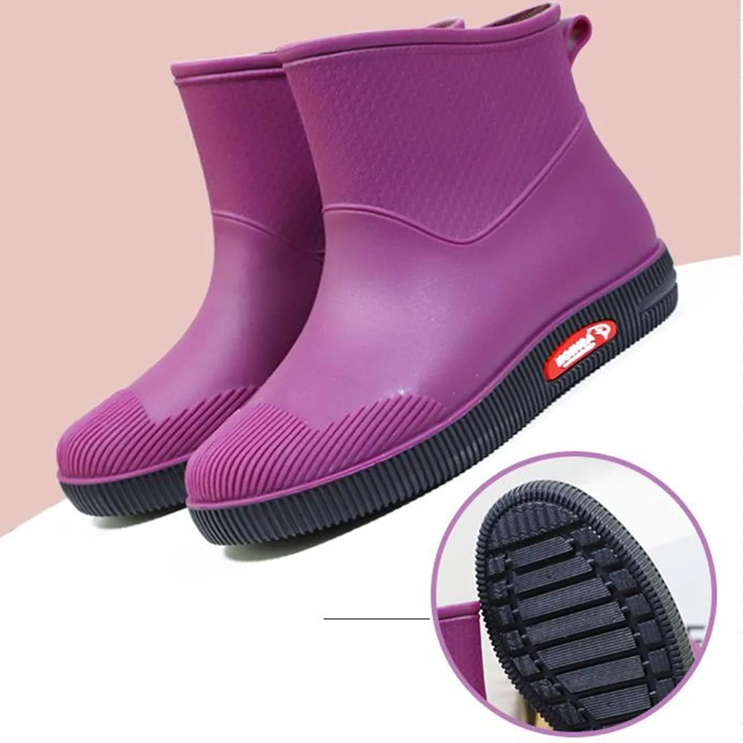 Wide Rainboots Boots Womens Waterproof Non-Slip Rubber Ankle Boots Rain Boots Waterproof Short Garden Boots