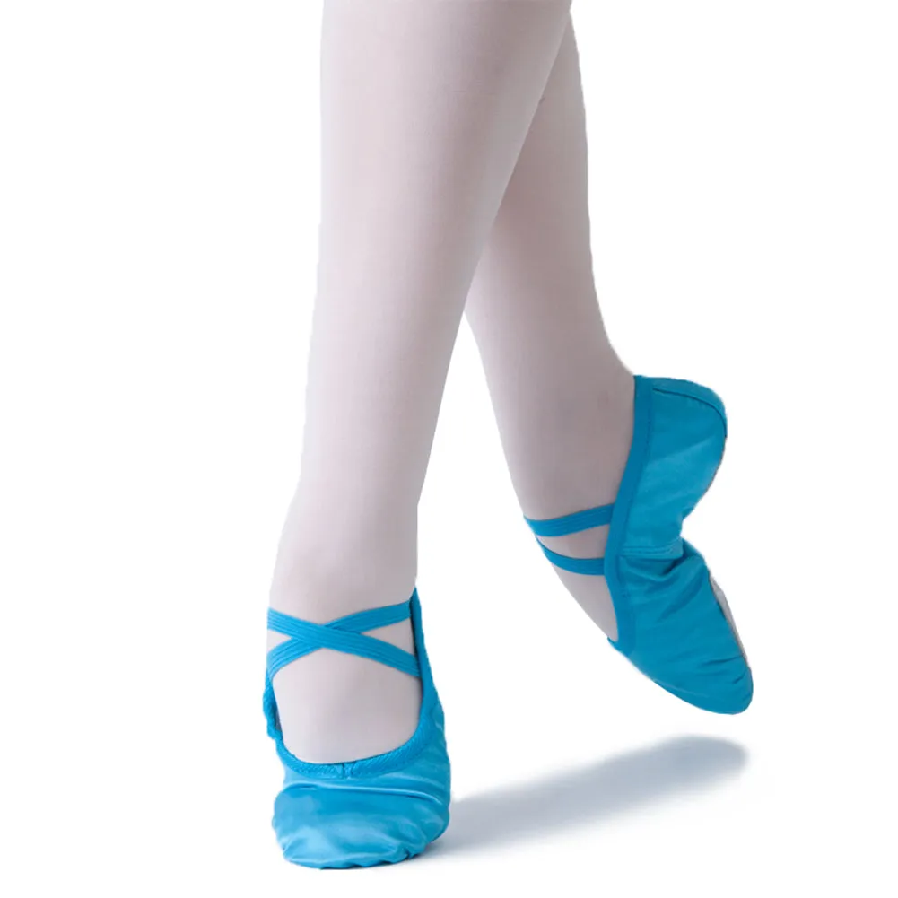 Woman's Satin Ballet Flat Yoga Shoes Split-Sole Sole