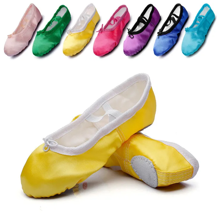 Woman's Satin Ballet Flat Yoga Shoes Split-Sole Sole