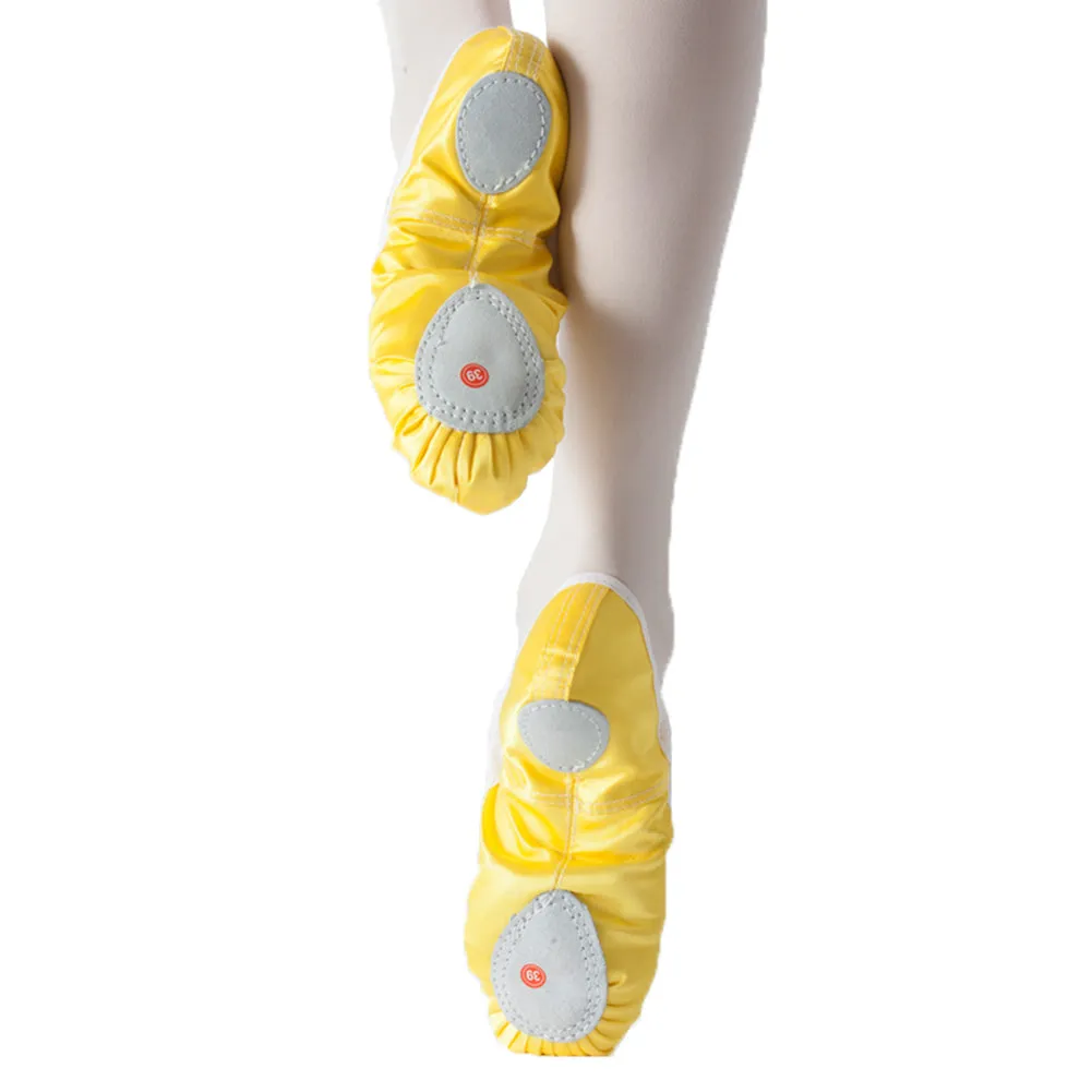 Woman's Satin Ballet Flat Yoga Shoes Split-Sole Sole