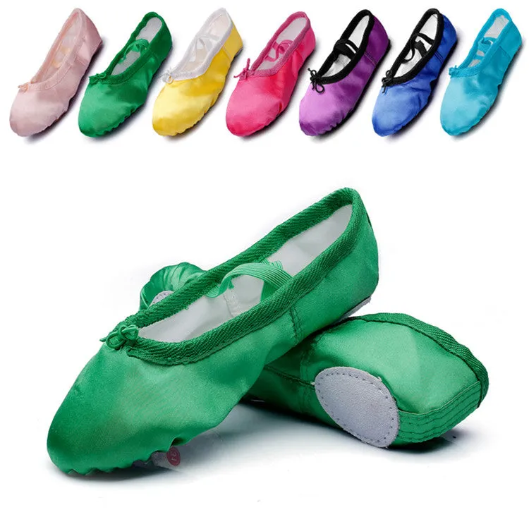Woman's Satin Ballet Flat Yoga Shoes Split-Sole Sole