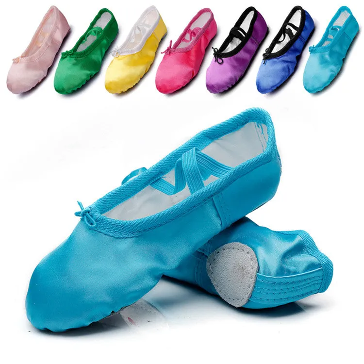 Woman's Satin Ballet Flat Yoga Shoes Split-Sole Sole