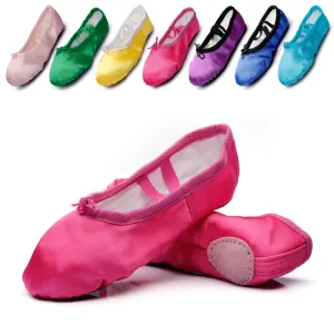 Woman's Satin Ballet Flat Yoga Shoes Split-Sole Sole