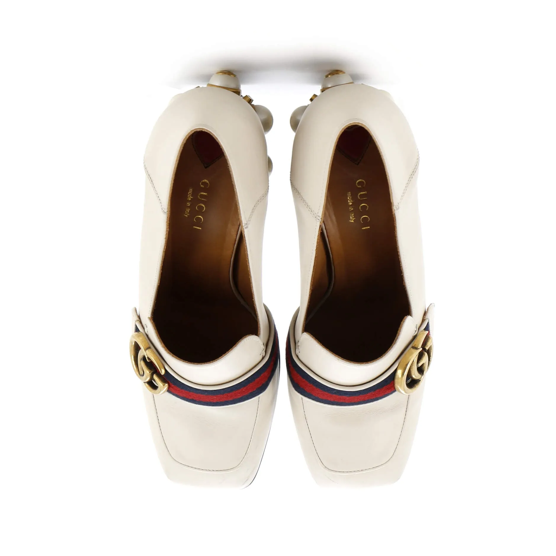 Women's GG Web Peyton Loafers Leather with Faux Pearls