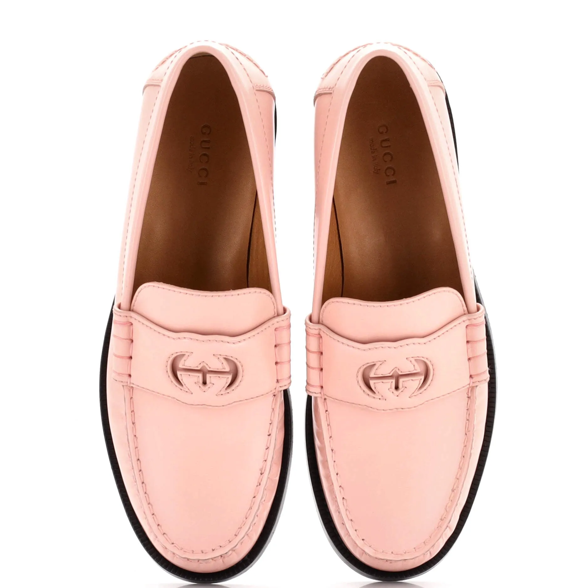 Women's Interlocking G Cutout Loafers Leather