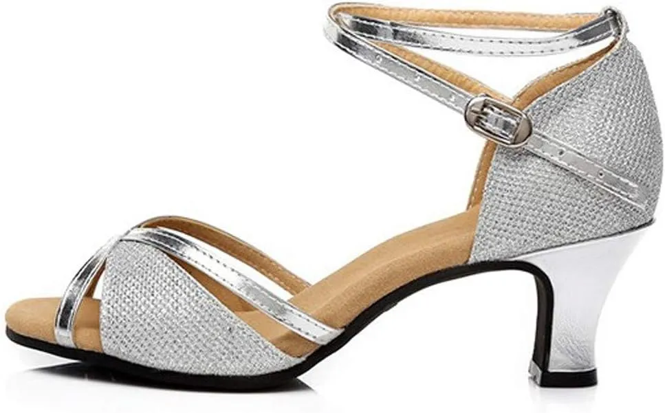 Women's Prom Dance Square Latin Ballroom Shoes Dance Shoes Women's Middle Heels Low Heel Dressy Sandals