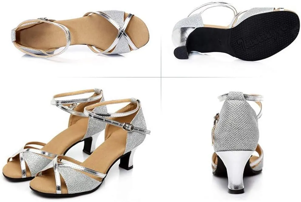 Women's Prom Dance Square Latin Ballroom Shoes Dance Shoes Women's Middle Heels Low Heel Dressy Sandals