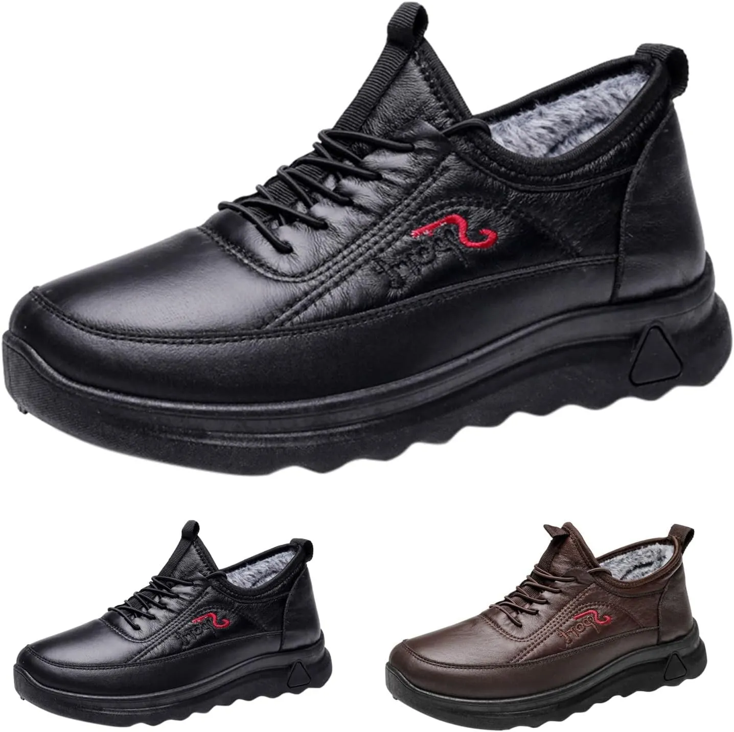 Work Boots for Men Waterproof Hiking Sneakers Warm Fur Lined Workout Shoes for Women Nonslip Lightweight Outdoor Botas Mid Ankle Work Casual Hike Grounded Footwear