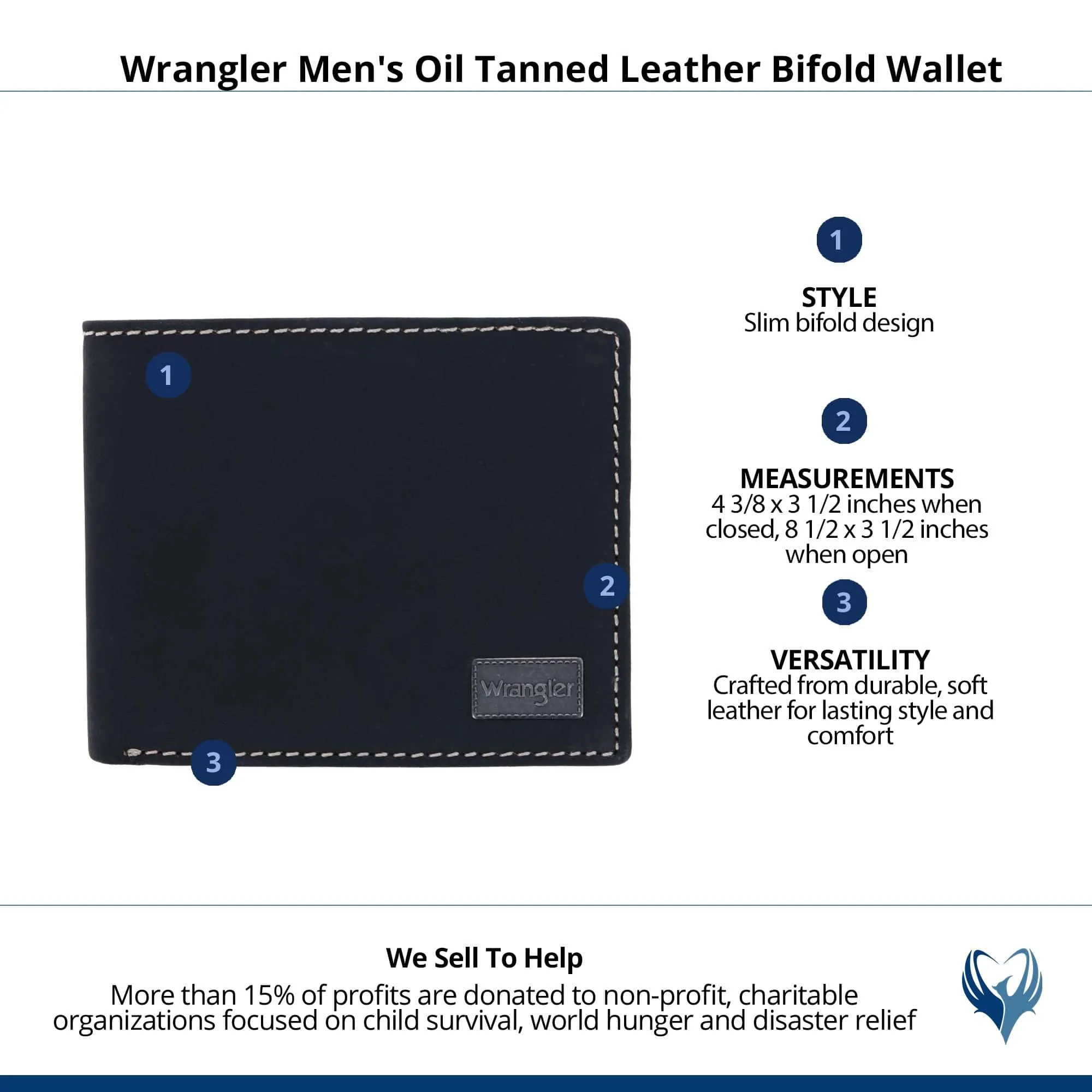 Wrangler Men's Oil Tanned Leather Bifold Wallet