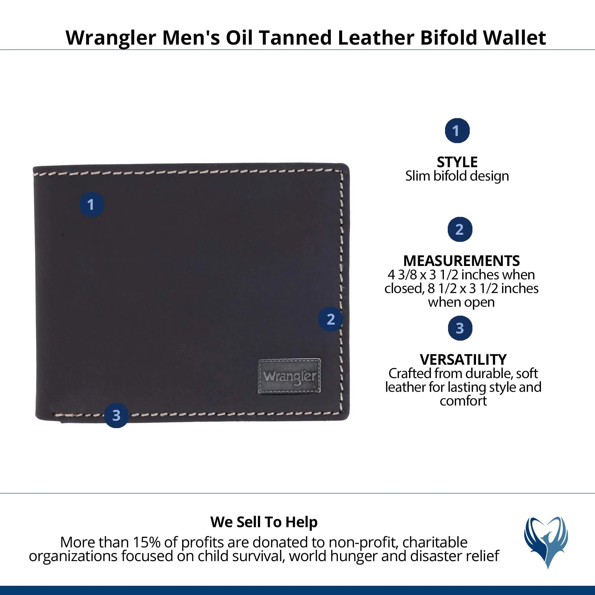 Wrangler Men's Oil Tanned Leather Bifold Wallet