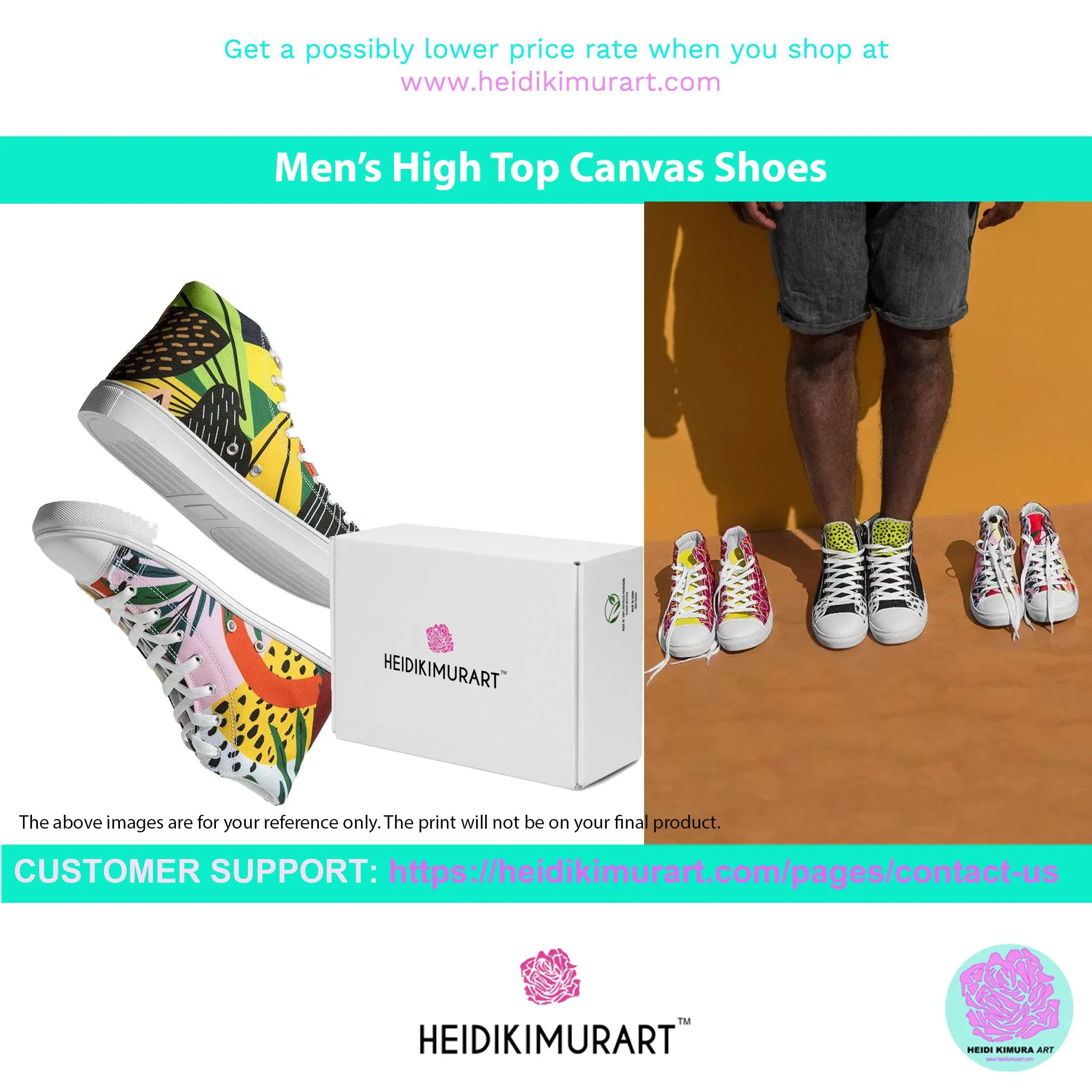 Yellow Color Men's High Tops, Solid Bright Yellow Color Men’s High Top Canvas Sneaker Shoes (US Size: 5-13)