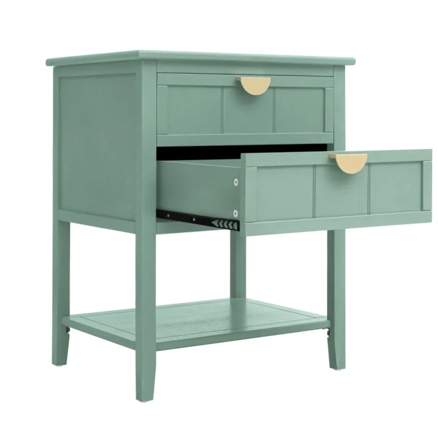 ZUN 2 Drawer Side Table, American Style, End Table, Suitable for Bedroom, Living Room, Study 21439321